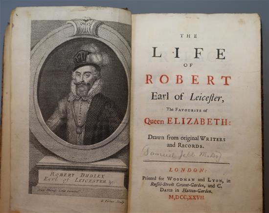[Jebb, Samuel] - The Life of Robert Earl of Leicester, 8vo, old calf scuffed, with portrait frontis, Woodman and